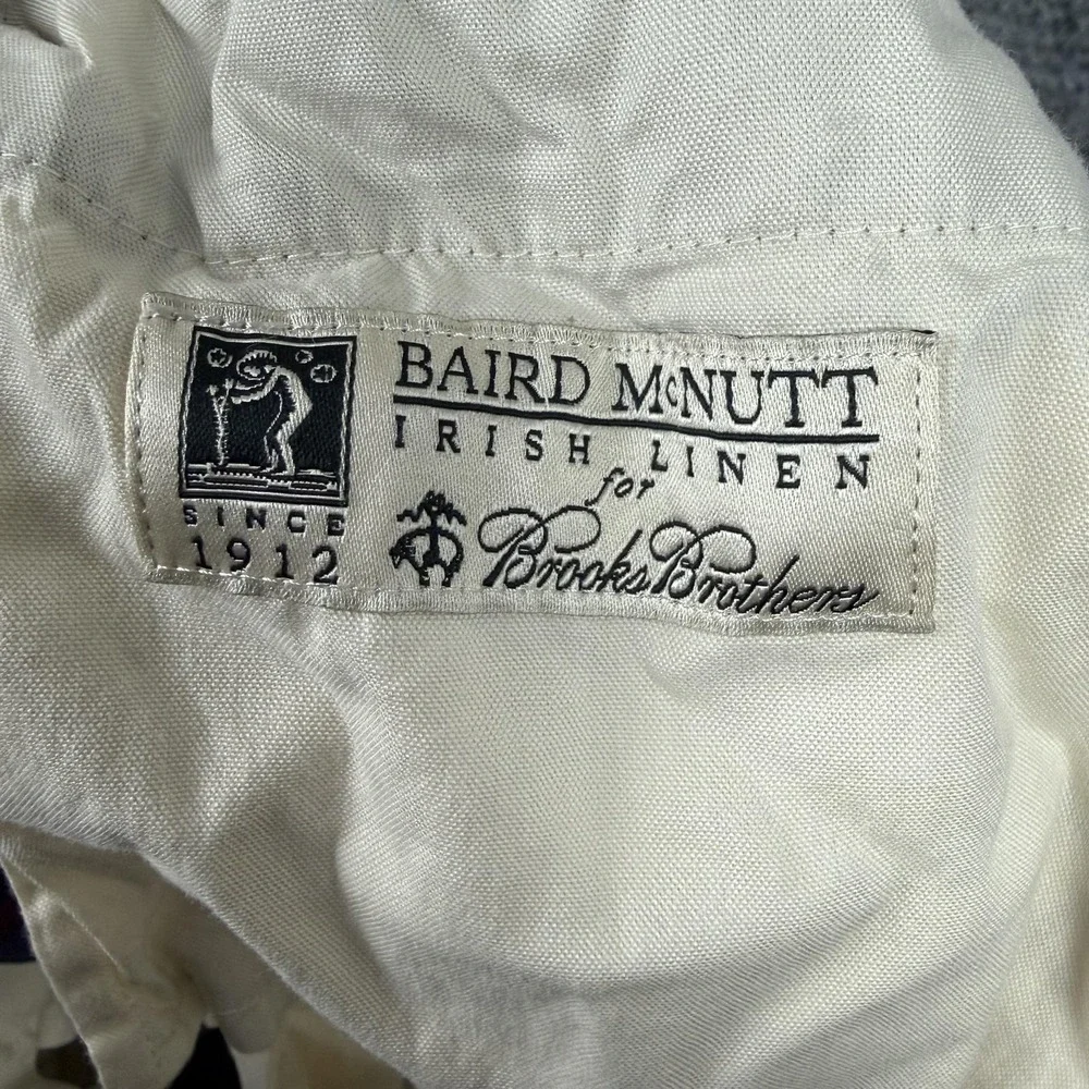 Brooks Brothers Pants Mens 38x30 Beige Irish Linen 1818 Madison Pleated Cuffed